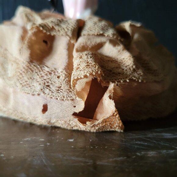 Antique Porcelain Half Doll Pin Cushion, Sewing Room Decor, Tattered Dress Doll - Picture 8 of 9